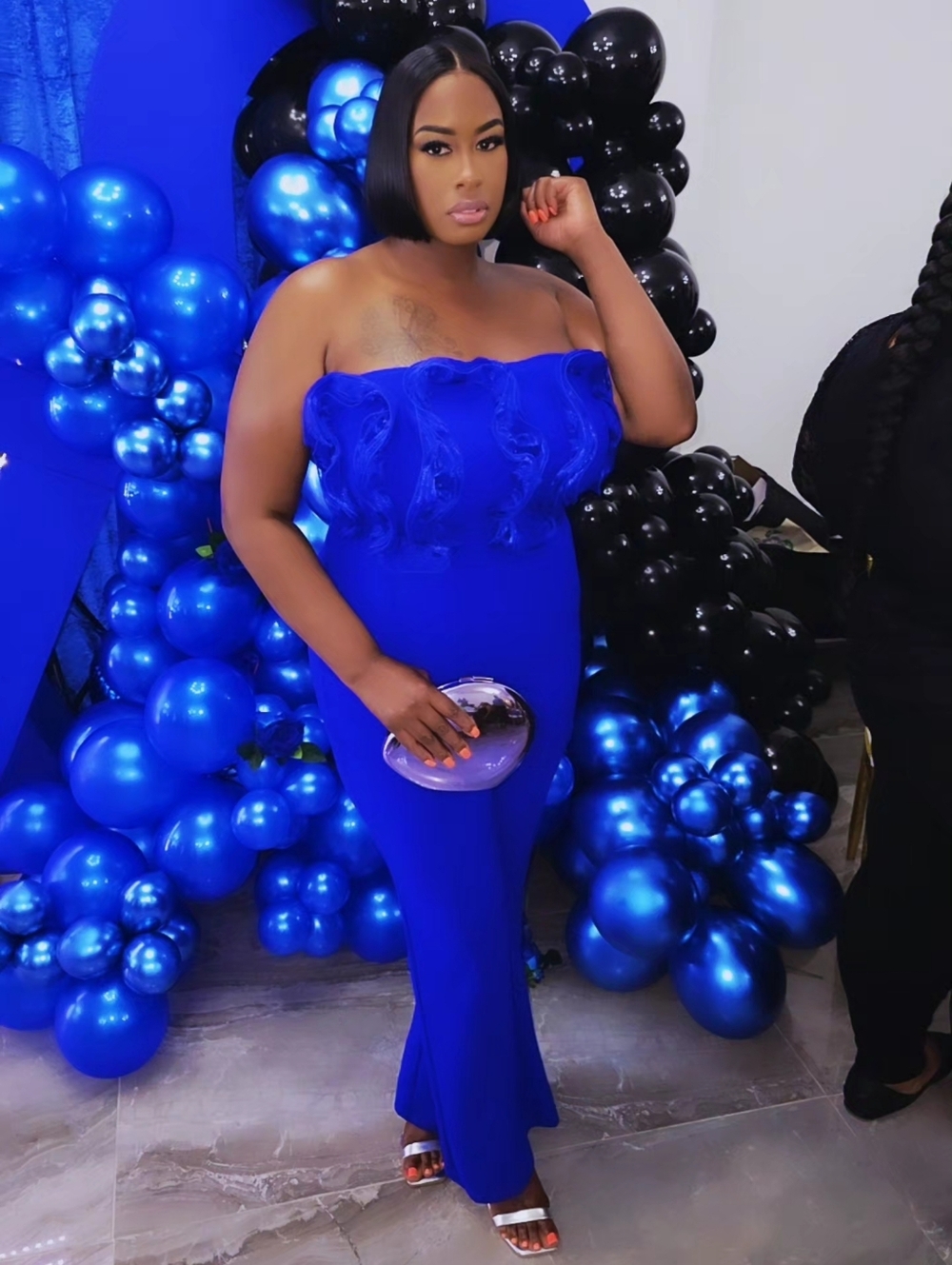Strapless Royal Blue Evening Gown